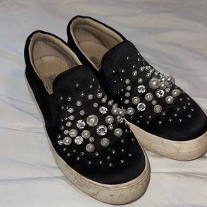 Steve Madden Embellished Black Slip-On Sneakers
